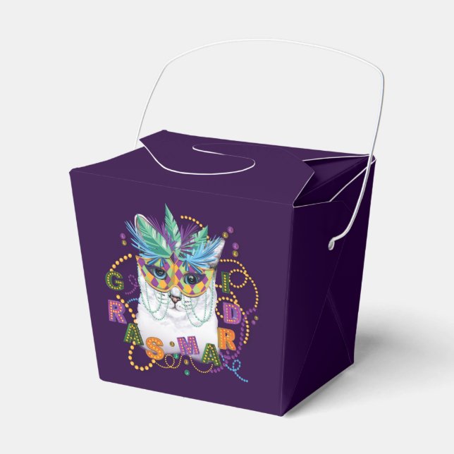 Mardi Gras Cat, Funny Mardi Gras Favor Box (Front Side)