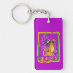 Mardi Gras Cat Keychain