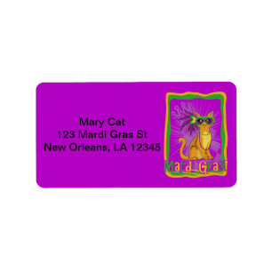 Mardi Gras Cat Label