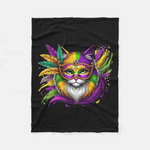 Mardi Gras Cat Mask Costume Outfit Women Girls Kid Fleece Blanket