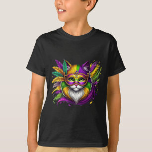 Mardi Gras Cat Mask Costume Outfit Women Girls Kid T-Shirt