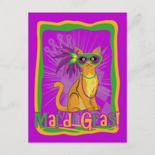Mardi Gras Cat Postcard