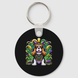 Mardi Gras Cavalier King Charles Spaniel Dog Jeste Keychain