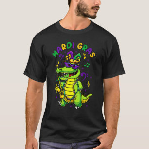 Mardi Gras Celebration Alligator Crocodile Holiday T-Shirt