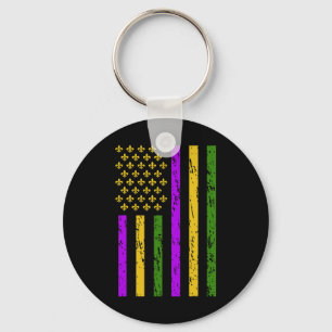 Mardi Gras Celebrations Us Mardi Gras Flag Keychain