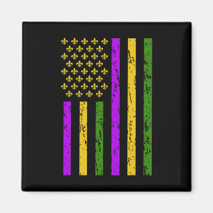 Mardi Gras Celebrations Us Mardi Gras Flag  Magnet