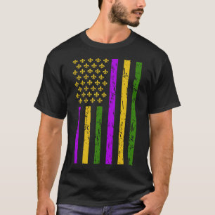 Mardi Gras Celebrations Us Mardi Gras Flag  T-Shirt
