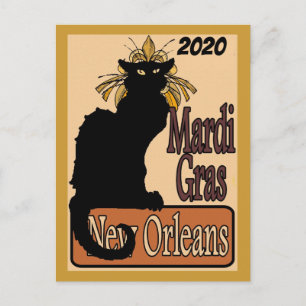 Mardi Gras Chat Noir Personalize Postcard
