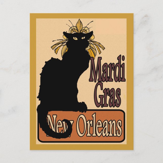 Mardi Gras Chat Noir Postcard (Front)