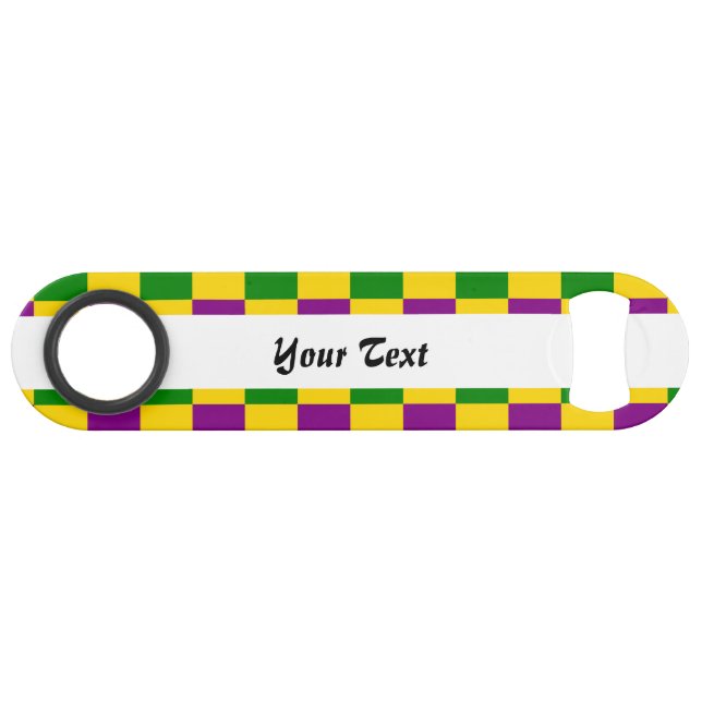 Mardi gras chequered pattern bar key (Front (Horizontal))