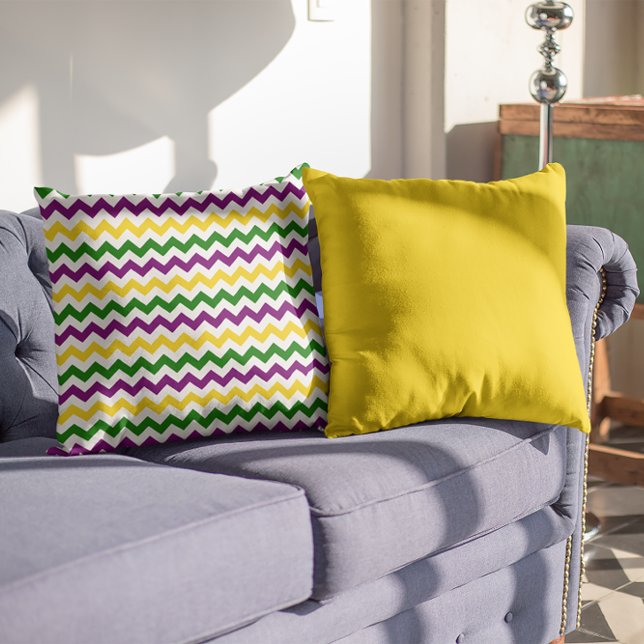 Mardi Gras Chevron Pattern Gold Throw Pillow (Mardi Gras Chevron Pattern Gold Throw Pillow)