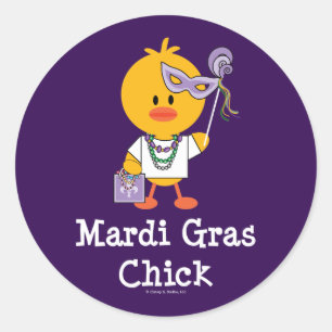 Mardi Gras Chick Stickers