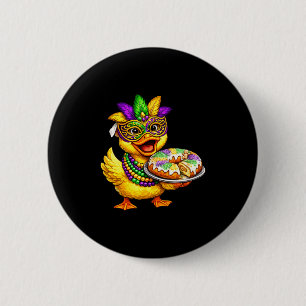 Mardi Gras Chick Yellow Duckling Duck Mask King Ca 2 Inch Round Button