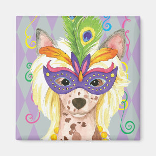 Mardi Gras Chinese Crested Magnet