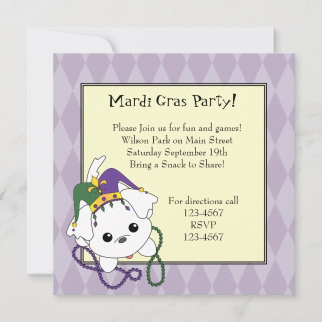 Mardi Gras Clancey Invitation (Front)