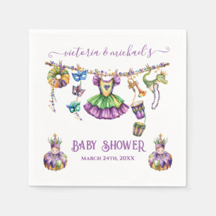 Mardi Gras Clothesline girl Baby Shower Napkin