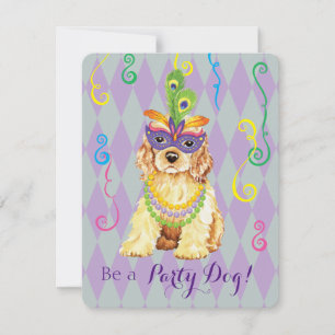 Mardi Gras Cocker Spaniel Invitation