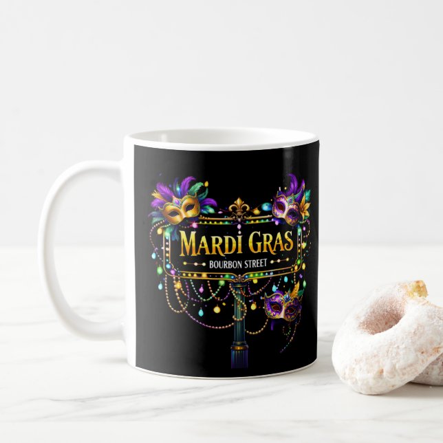 Mardi Gras  Coffee Mug (With Donut)