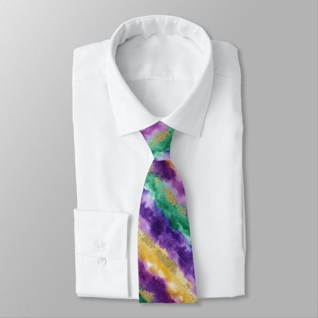 Mardi Gras Color Pattern  Tie (Tied)