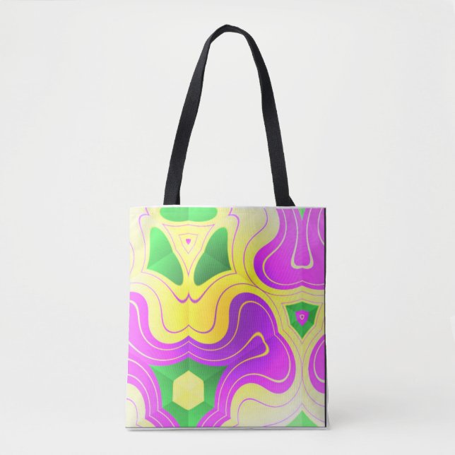 Mardi Gras Colours Abstract Swirly  Tote Bag (Front)