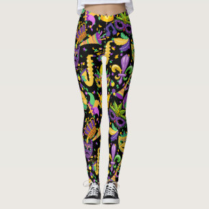 Mardi gras colours Black BG Leggings