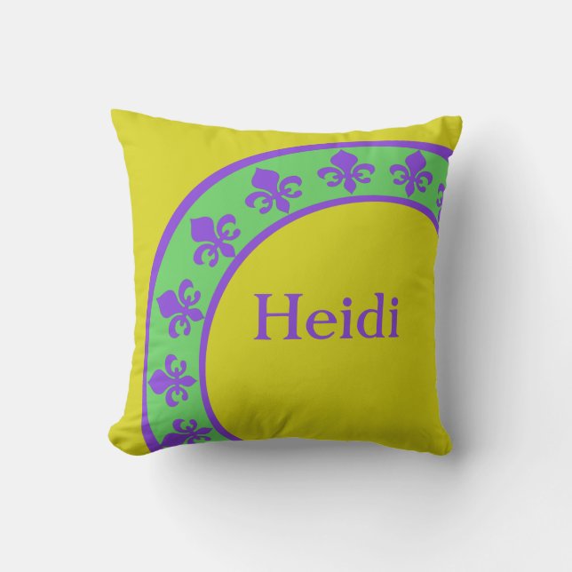 Mardi Gras Colours Custom Designer Pillow (Front)