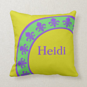 Mardi Gras Colours Custom Designer Pillow