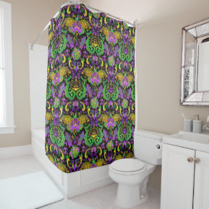 Mardi Gras Colours Damask Dragon, Butterfly, Snake