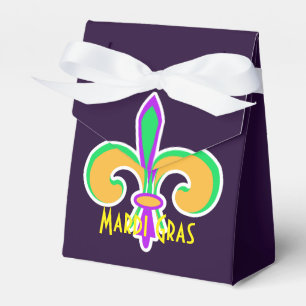 Mardi Gras Colours Fleur De Lis Party Personalized Favor Box