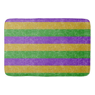 Mardi Gras Colours Glitter Stripe Bling Bath Mat