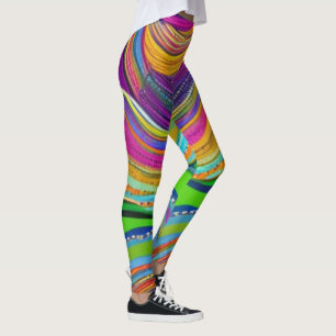 Mardi Gras colours with beads leggings