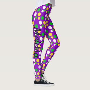 Mardi Gras Confetti Gold Purple Green Leggings
