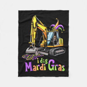 Mardi Gras Construction Truck Cute Vehicle Boys Ki Fleece Blanket