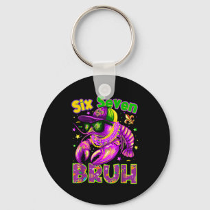 Mardi Gras Cool Six Seven Bruh Crawfish Men Boy Ki Keychain