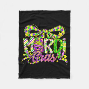 Mardi Gras Coquette Bow Carnival Typography Girl W Fleece Blanket