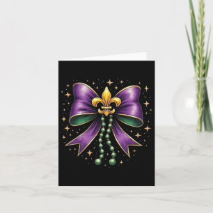 Mardi Gras Coquette Bow Fat Happy Mardi Gras Card