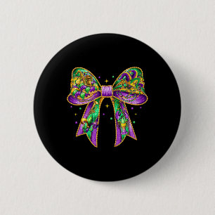 Mardi Gras Coquette Bow Fat Tuesday New Orleans Wo 2 Inch Round Button