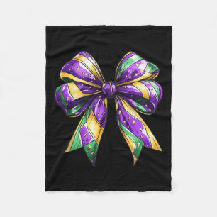 Mardi Gras Coquette Bow Fat Tuesday New Orleans Wo Fleece Blanket