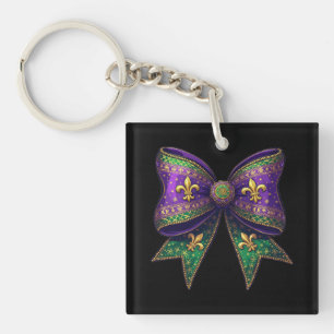Mardi Gras Coquette Bow Festive Elegance Carnival Keychain