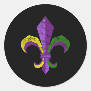 Mardi Gras Costume Clothing - Vintage Fleur De Lis Classic Round Sticker