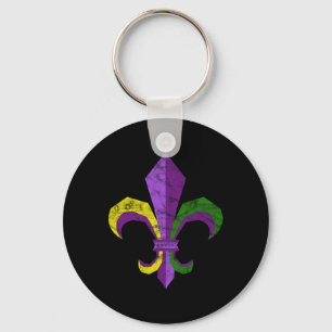 Mardi Gras Costume Clothing - Vintage Fleur De Lis Keychain