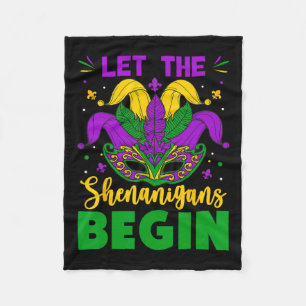 Mardi Gras Costume Let The Shenanigans Begin Mardi Fleece Blanket