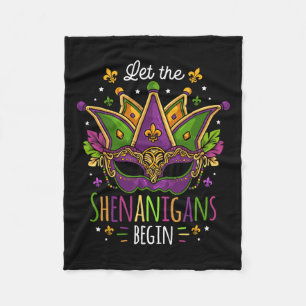 Mardi Gras Costume Let The Shenanigans Begin Mask Fleece Blanket