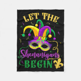 Mardi Gras Costume Let The Shenanigans Begin Mask Fleece Blanket