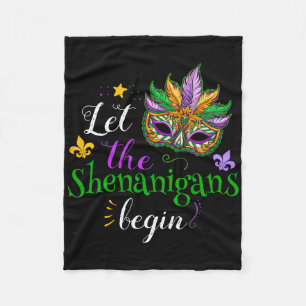 Mardi Gras Costume Let The Shenanigans Begin Mask Fleece Blanket