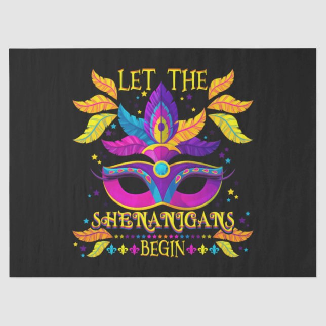 Mardi Gras Costume Let The Shenanigans Begin Mask Tissue Paper (Front)