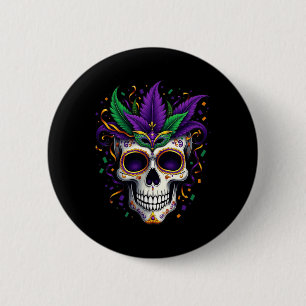 Mardi Gras Costume Sugar Skull Carnival New Orlean 2 Inch Round Button
