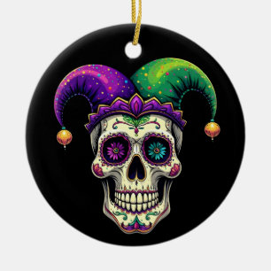 Mardi Gras Costume Sugar Skull Carnival New Orlean Ceramic Ornament