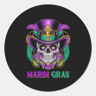 Mardi Gras Costume Sugar Skull Carnival New Orlean Classic Round Sticker