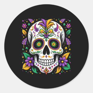 Mardi Gras Costume Sugar Skull Carnival New Orlean Classic Round Sticker